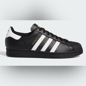 Adidas Superstar Boys 12 Sneaker Originals Shoes Black White Gold NWOB